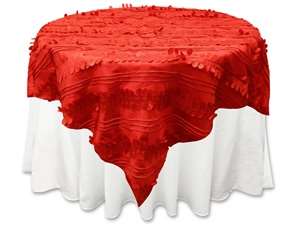 72"x72" Paradise Forest Taffeta Table Overlays - Red