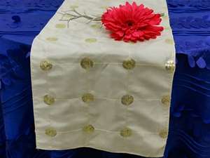 Bejeweled Taffeta Sequin Table Runners  - Ivory