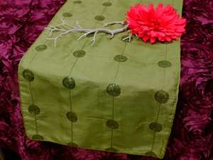 Bejeweled Taffeta Sequin Table Runners  - Willow Green