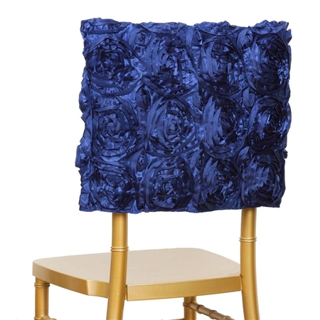 Grandiose Rosette Chair Caps (Square-Top) – Navy Blue
