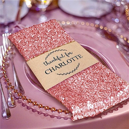 Premium Sequin Napkin for Wedding Banquet Party Table Decoration in Rose Gold/Blush