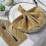 20" x 20" Gold Accordion Crinkle Taffeta Cloth Dinner Napkins - 5 Pack