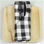 15" x 15" Black/White Checkered Gingham Polyester Napkins for Restaurant Tableware - 5 PCS