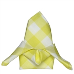 15" x 15" Yellow/White Checkered Gingham Polyester Napkins for Restaurant Tableware - 5 PCS