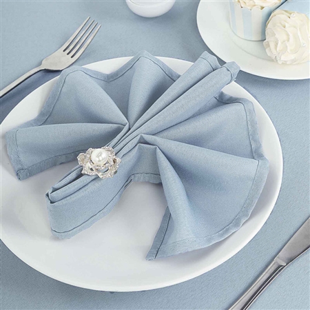 17"x17" Polyester Linen Napkins - 5-Pack - Dusty Blue