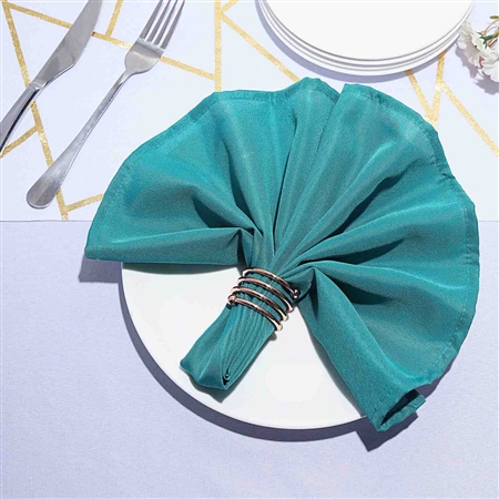 17"x17" Polyester Linen Napkins - 5-Pack - Peacock Teal