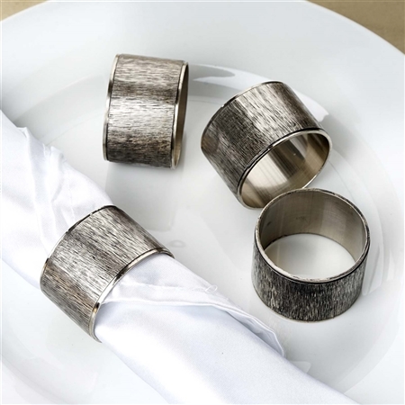 Vintage Copper Napkin Rings with Ribbed Surface and Fine Edges - 4/pk