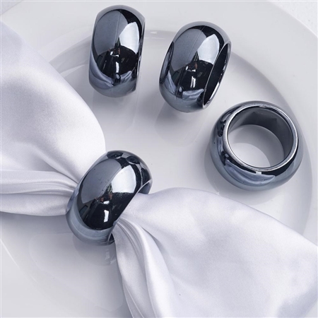 Charcoal Gray Napkin Rings (Acrylic) - Set of 4