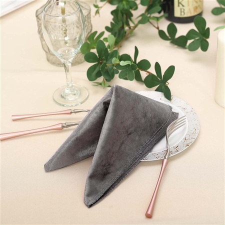 20" x 20" Econoline Seamless Velvet Linen Napkins - 5-Pack - Charcoal Gray