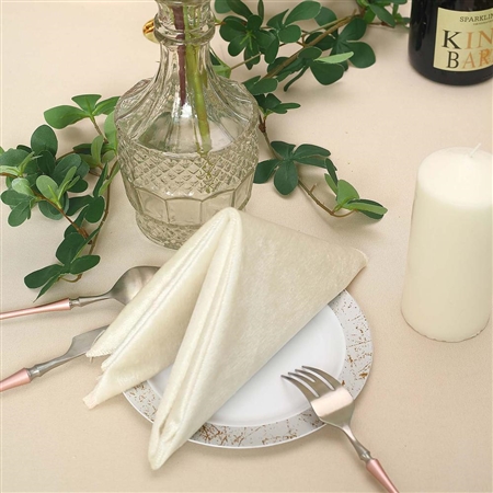 20" x 20" Econoline Seamless Velvet Linen Napkins - 5-Pack - Ivory