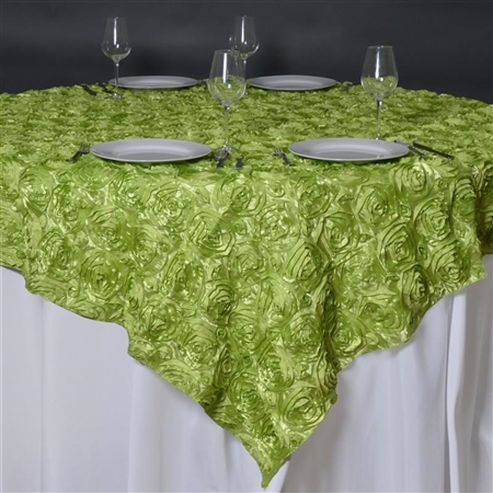 85"x85" Grandiose Rosette Table Overlays - Apple Green
