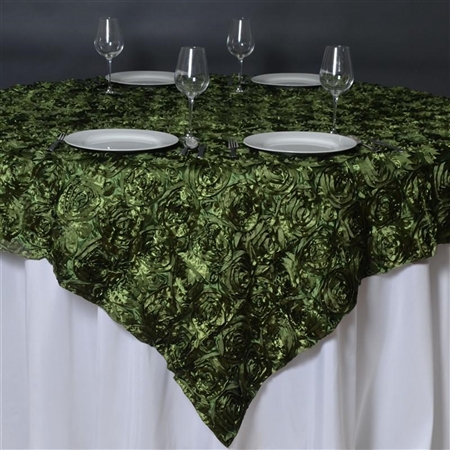 85"x85" Grandiose Rosette Table Overlays - Willow Green