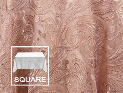 84" X 84" Square Premium Paisley Elegant Lace Tablecloth
