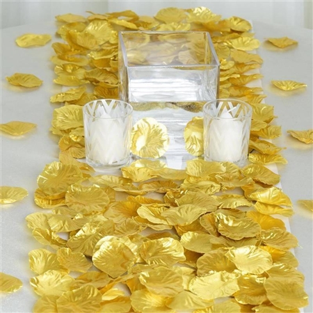 Gold Silk Rose Petals For Table Confetti - 500 PCS