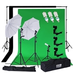 600 Watts Photo Studio White Umbrella Continuous Lighting Kit with Backdrops