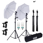 2 x 33" White 6500K Daylight 400W Soft Umbrella Reflector Photography Studio Lighting Kit