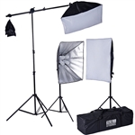 2400 Watt Softbox Photo Studio Continuous Lighting Kit with Boom Arm Hairlight