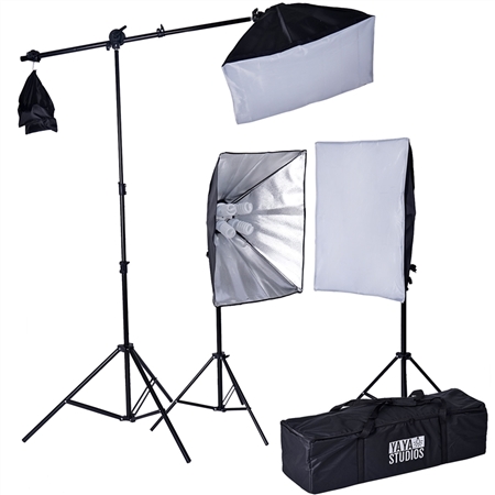 2400 Watt Softbox Photo Studio Continuous Lighting Kit with Boom Arm Hairlight