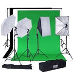 1200 Watts SoftBox Continuous Lighting Photo Video Studio Kit with Chromakey Background Muslins