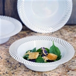 10 Pack - White with Silver 12oz Round Disposable Bowl - Twirl Collection