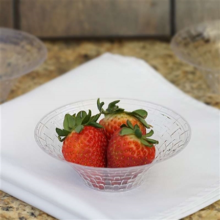 10 Pack - Clear 4.5oz Round Disposable Bowl - Basketweave Collection