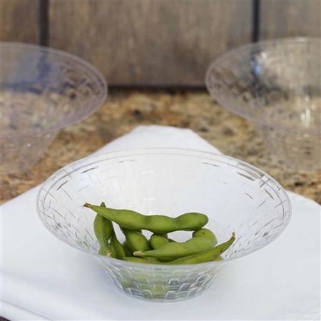 10 Pack - Clear 8oz Round Disposable Bowl - Basketweave Collection