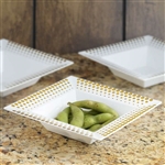 10 Pack - White with Gold 5oz Square Disposable Bowl - Hot Dots Collection