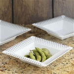 10 Pack - White with Silver 5oz Square Disposable Bowl - Hot Dots Collection