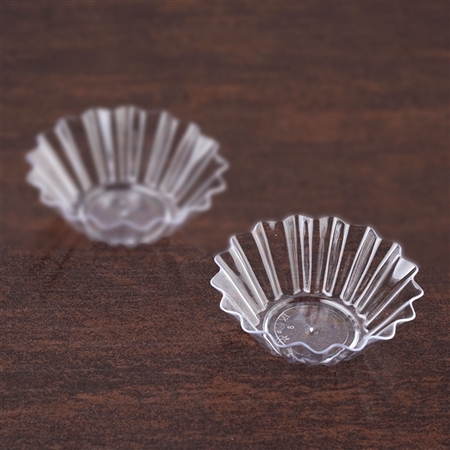 25 Pack - Clear Mini Seashell Dessert 1.5oz Disposable Bowl
