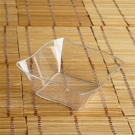 Clear 6oz Wave Design Plastic Disposable Dessert Bowls For Wedding Party Event Dinnerware - Pack of 12