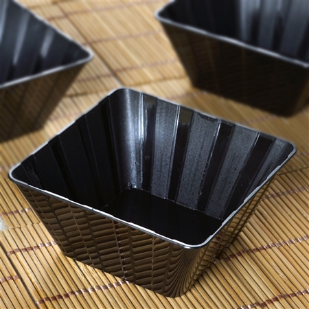 12 Pack - Black Square 7oz Disposable Bowls - Chambury Plastics