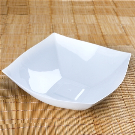 4 Pack - White Square 4qt Disposable Serving Bowl - Chambury Plastics