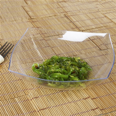 4 Pack - Clear Square 32oz Disposable Serving Bowl   - Chambury Plastics