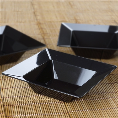 10 Pack - Black Square 5oz Disposable Dessert Bowls   - Chambury Plastics