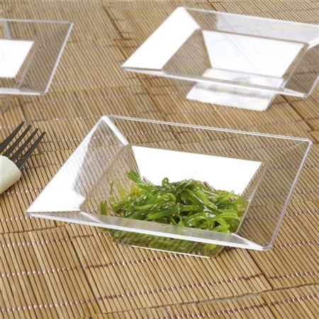 10 Pack - Clear Square 5oz Disposable Dessert Bowls   - Chambury Plastics