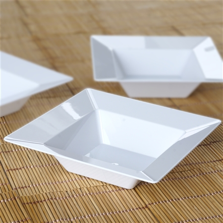 10 Pack - White Square 5oz Disposable Dessert Bowls   - Chambury Plastics