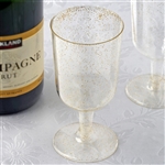 7.2oz Gold Glittered Clear Disposable Plastic Glass For Wedding Party Event Dinnerware - Pack of 12
