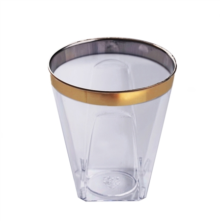Gold Rimmed 2oz Chambury Plastic Disposable Shot Glass for Wedding Party Event Dinnerware - Pack of 12