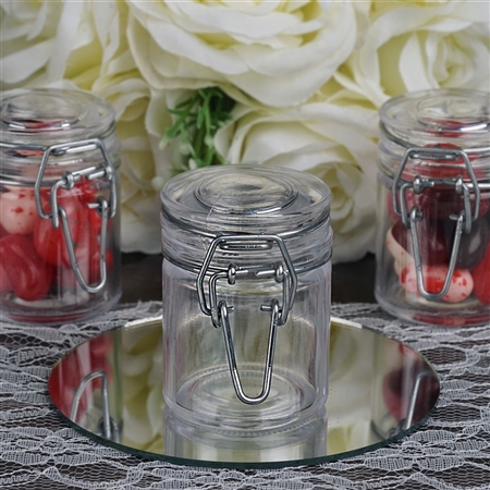 Plastic Clear Containers Candy Beverage Favor Jar with Flip Lid – Set of 12