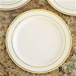 10 Pack - Ivory with Gold 10.25" Round Disposable Plate - Tres Chic Collection