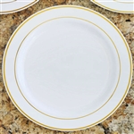 10 Pack - White with Gold 10.25" Round Disposable Plate - Tres Chic Collection