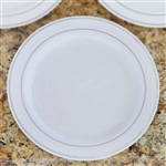 10 Pack - White with Silver 10.25" Round Disposable Plate - Tres Chic Collection