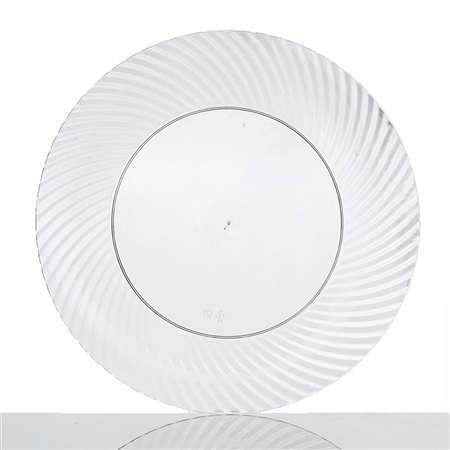 10 Pack - Clear 9" Round Disposable Plate - Twirl Collection