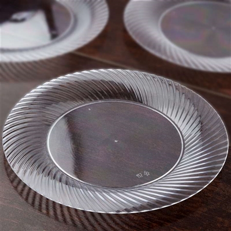 10 Pack - Clear 10" Round Disposable Plate - Twirl Collection
