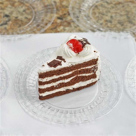 10 Pack - Clear 6" Round Disposable Plate - Basketweave Collection