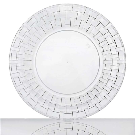 10 Pack - Clear 10" Round Disposable Plate - Basketweave Collection