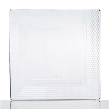 10 Pack - Clear 9.5" Square Disposable Plate - Honeycomb Collection