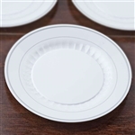 12 Pack - White with Silver 10.25" Round Disposable Plate - Antique Collection