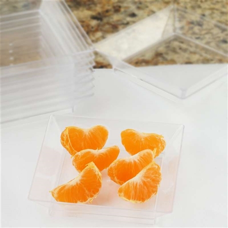 10 Pack - Clear 3.5" Square Disposable Plate - Crystal Collection