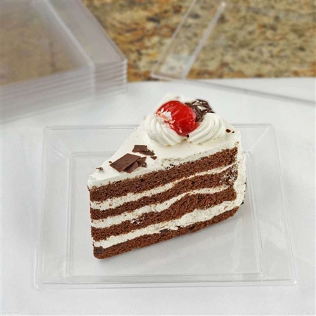 10 Pack - Clear 5.5" Square Disposable Plate - Crystal Collection